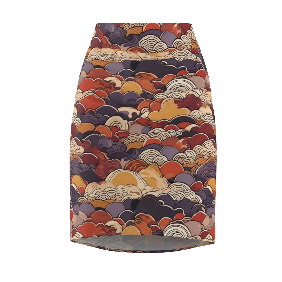 Autumn Wavecrest on Pencil Skirt — Front