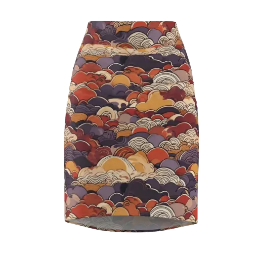 Autumn Wavecrest on a Pencil Skirt
