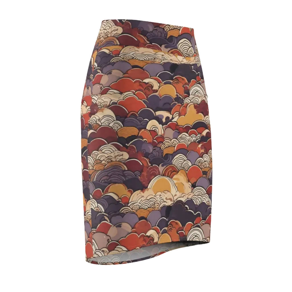 Autumn Wavecrest on Pencil Skirt — Front Side