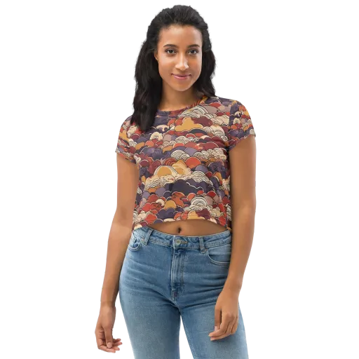 Autumn Wavecrest on a Crop Tee