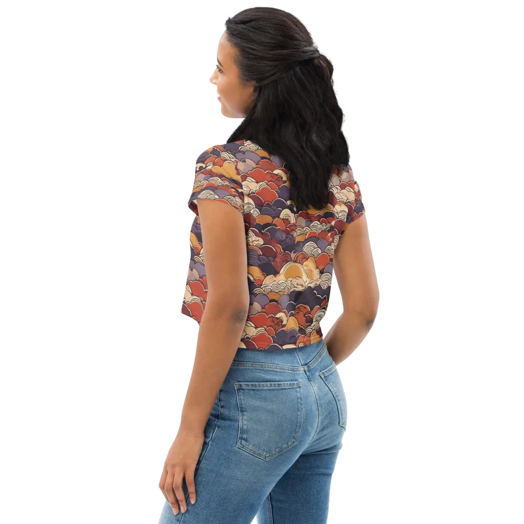 Autumn Wavecrest on Crop Tee — Left Back