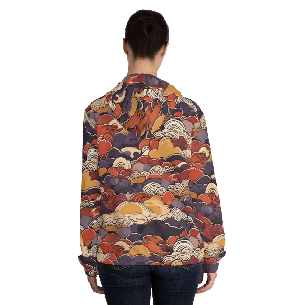 Autumn Wavecrest on Women's Full-Zip Hoodie — Back On Person