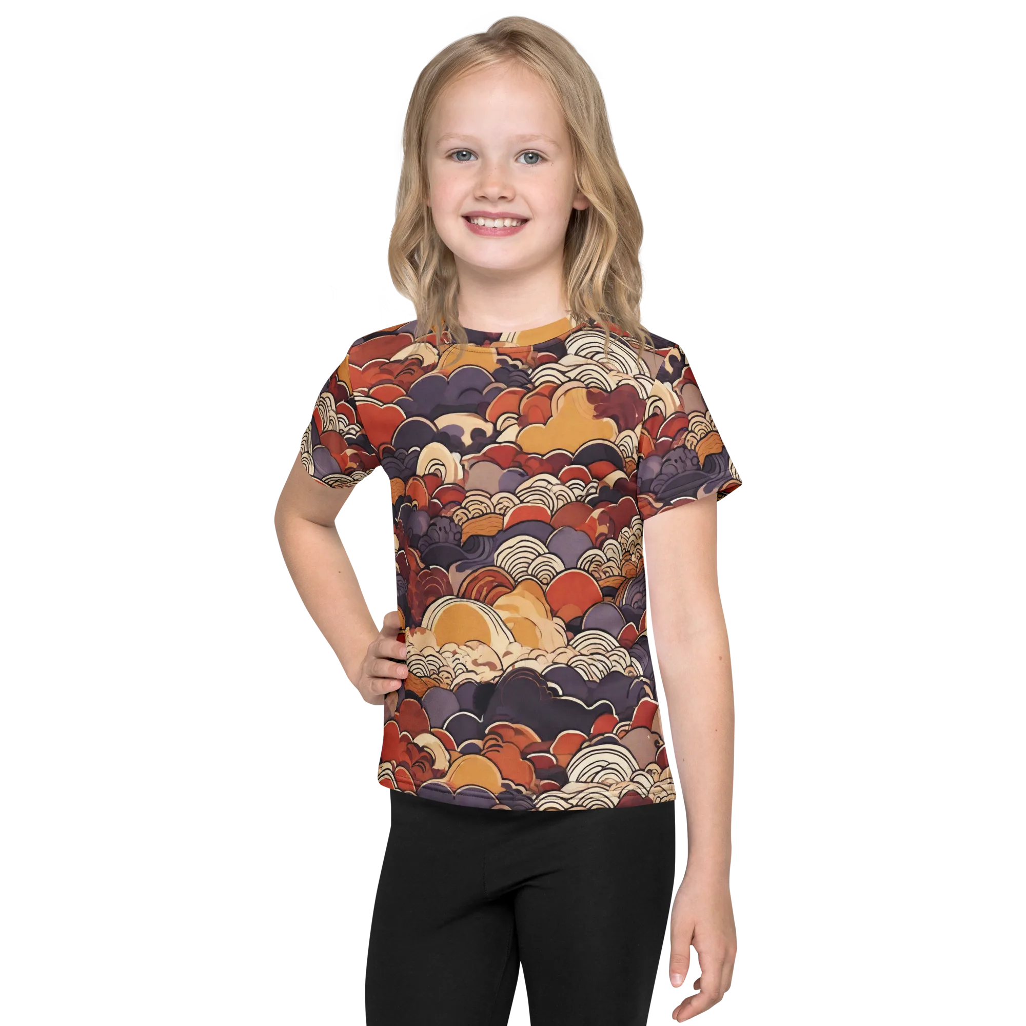 Autumn Wavecrest on Kids Crew Neck T-Shirt — Front