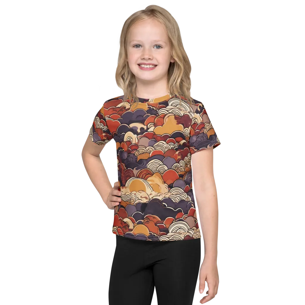 Autumn Wavecrest on Kids Crew Neck T-Shirt — Front