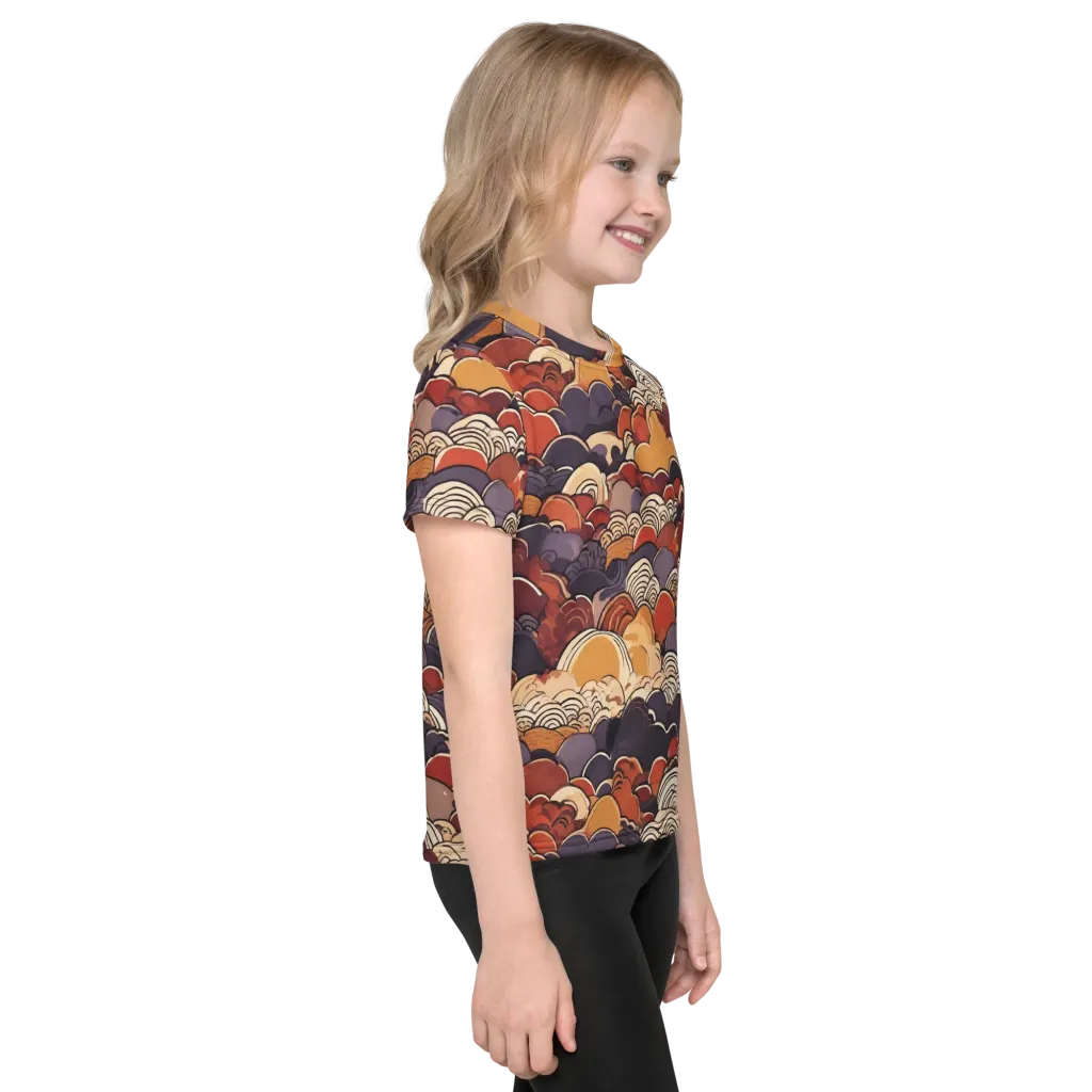 Autumn Wavecrest on Kids Crew Neck T-Shirt — Right