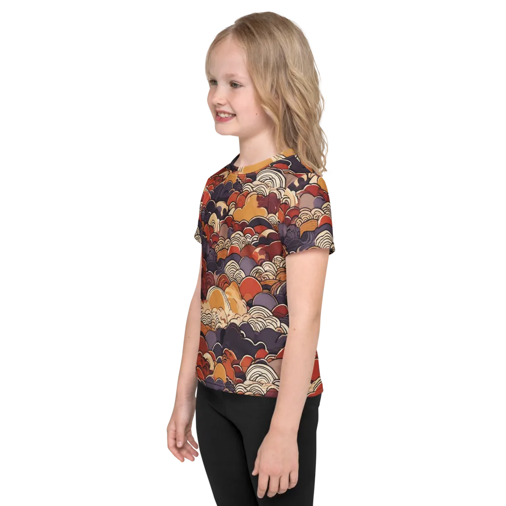 Autumn Wavecrest on Kids Crew Neck T-Shirt — Left