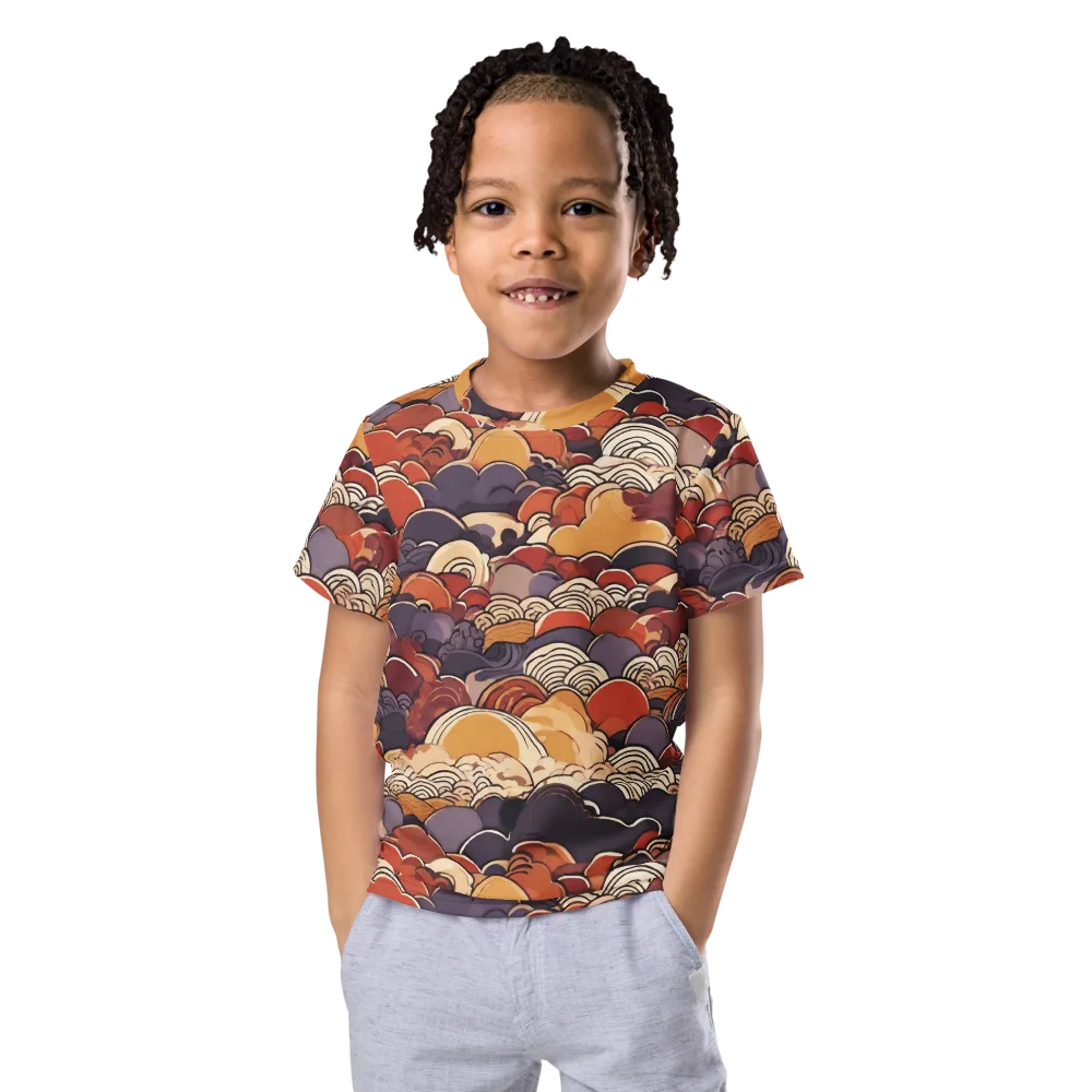 Autumn Wavecrest on Kids Crew Neck T-Shirt — Front