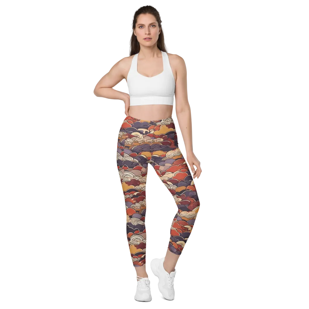 Autumn Wavecrest on Leggings with Pockets — Front