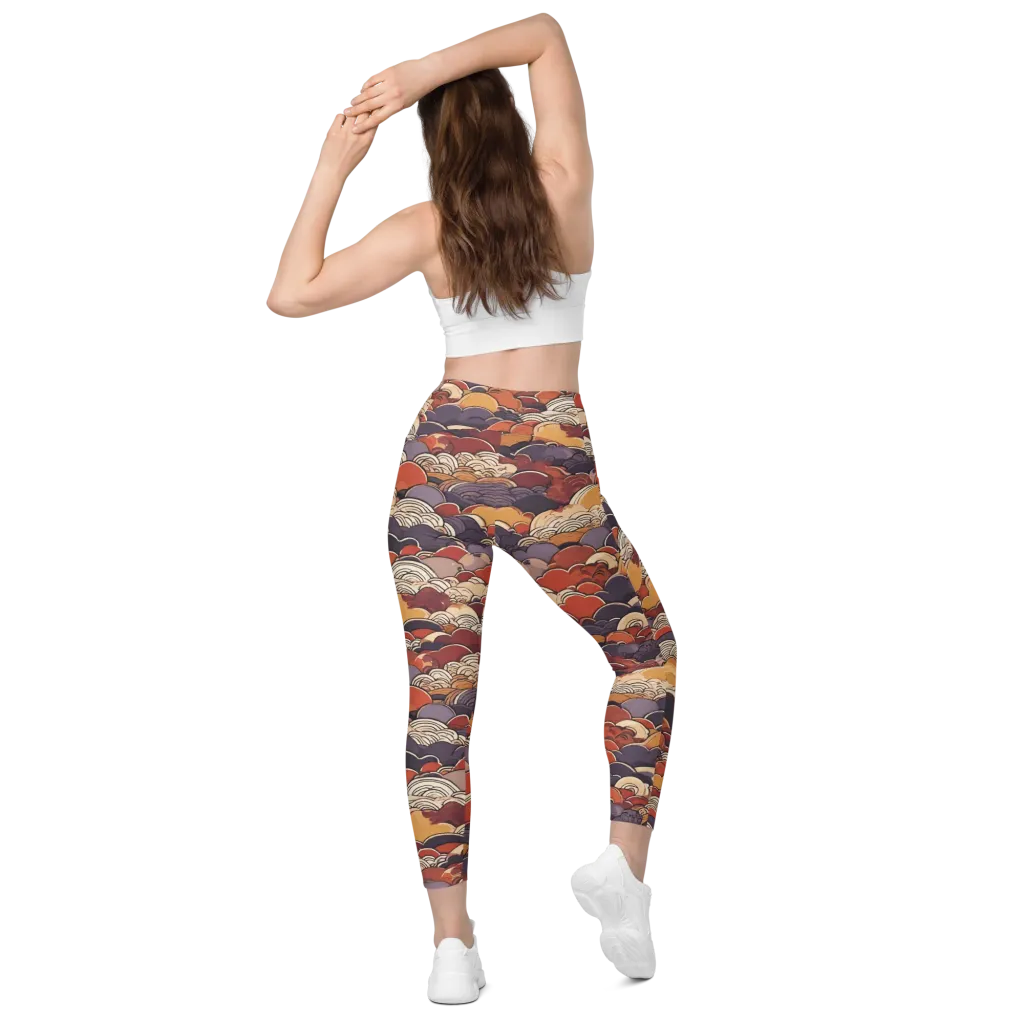 Autumn Wavecrest on Leggings with Pockets — Back