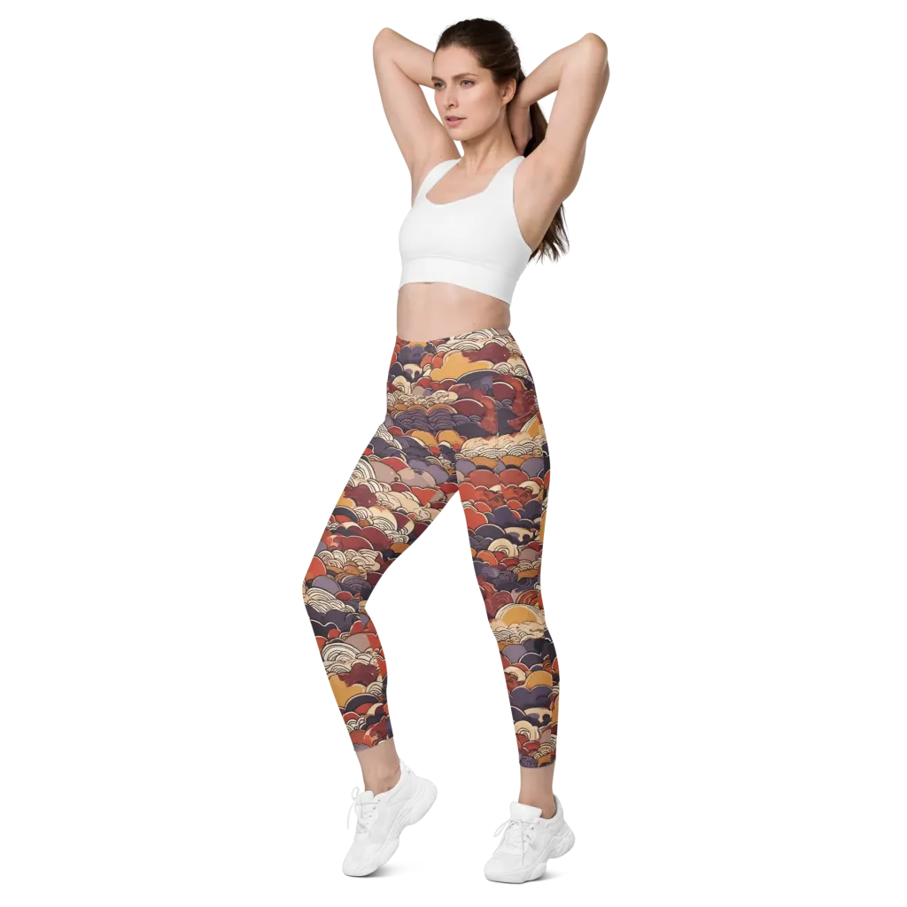 Autumn Wavecrest on Leggings with Pockets — Left Front