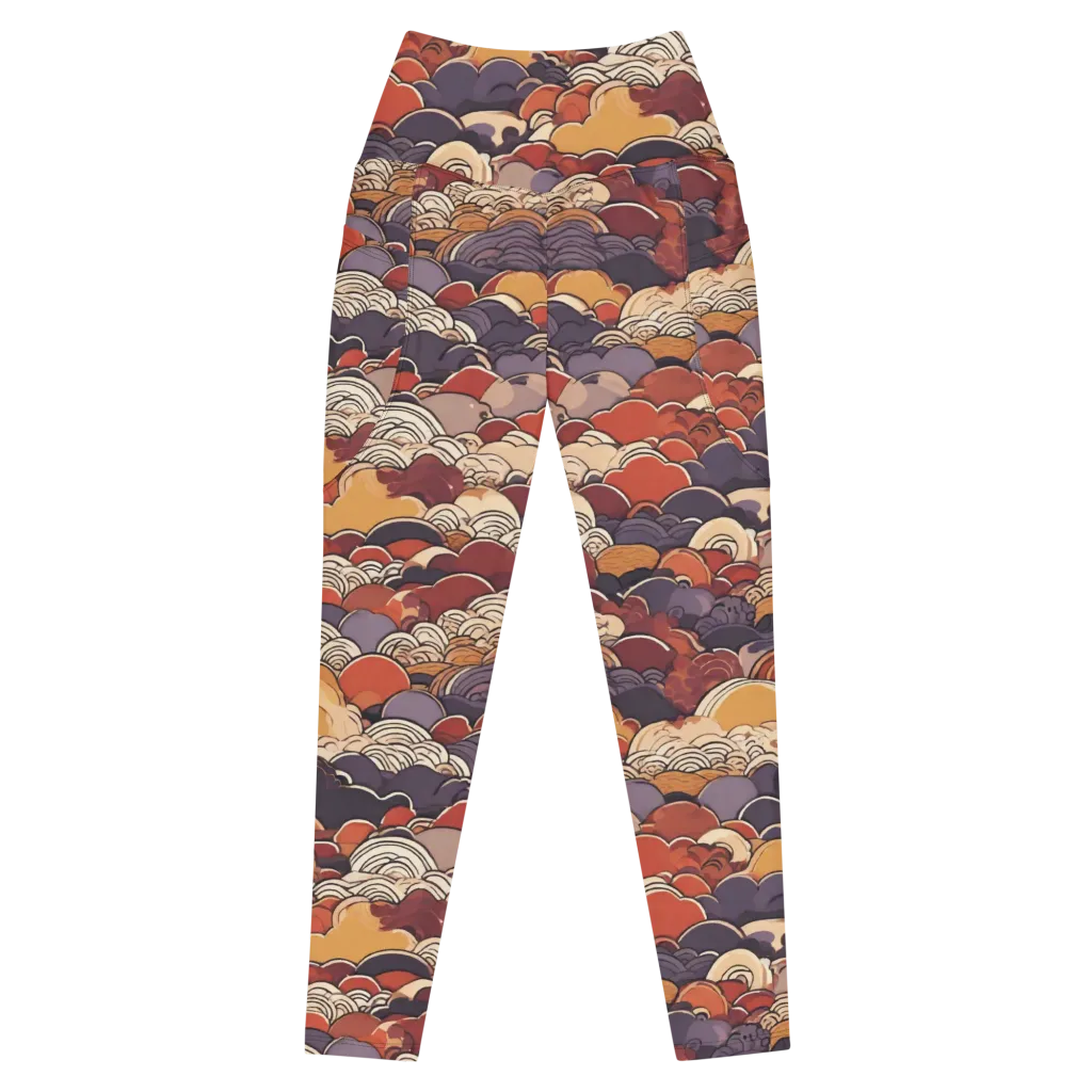 Autumn Wavecrest on Leggings with Pockets — Front
