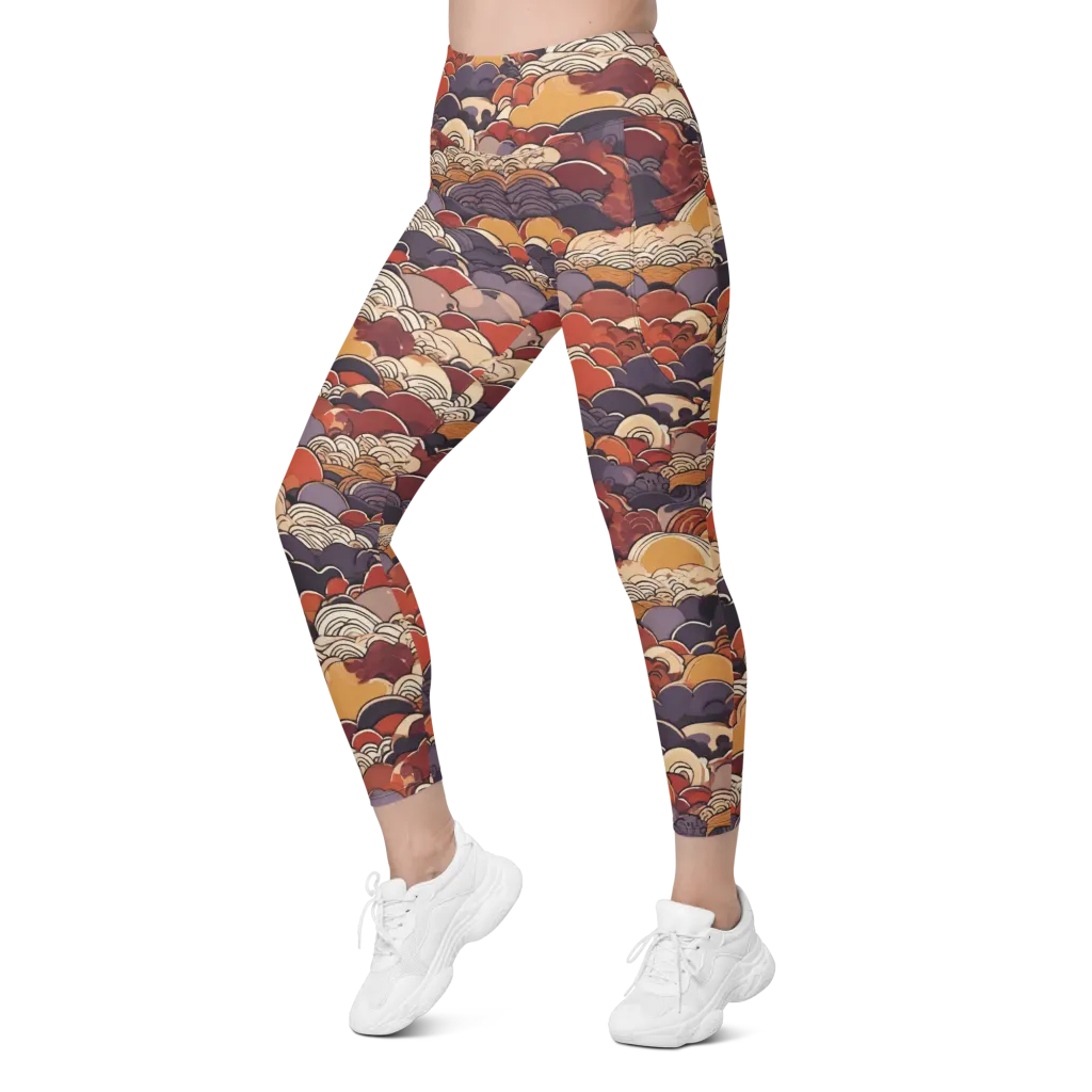 Autumn Wavecrest on Leggings with Pockets — Left Front