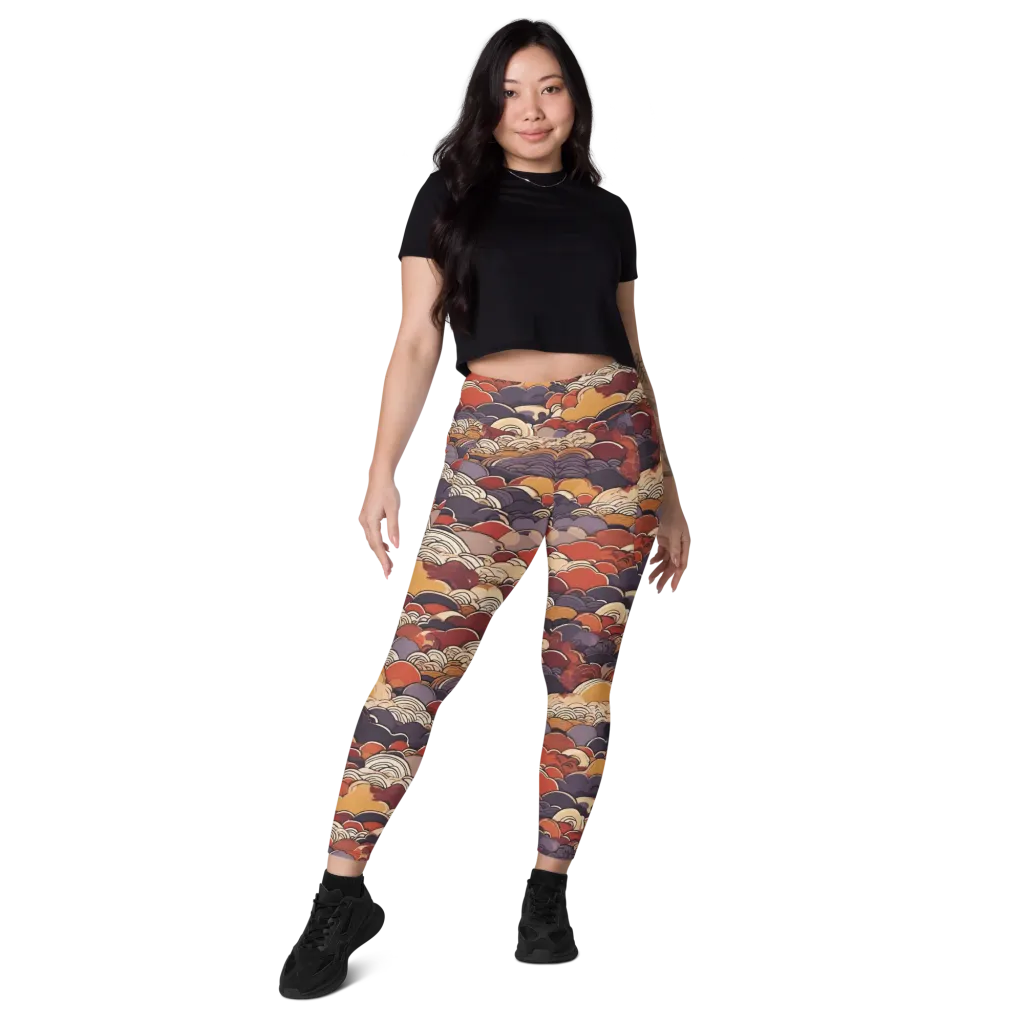 Autumn Wavecrest on Leggings with Pockets — Front