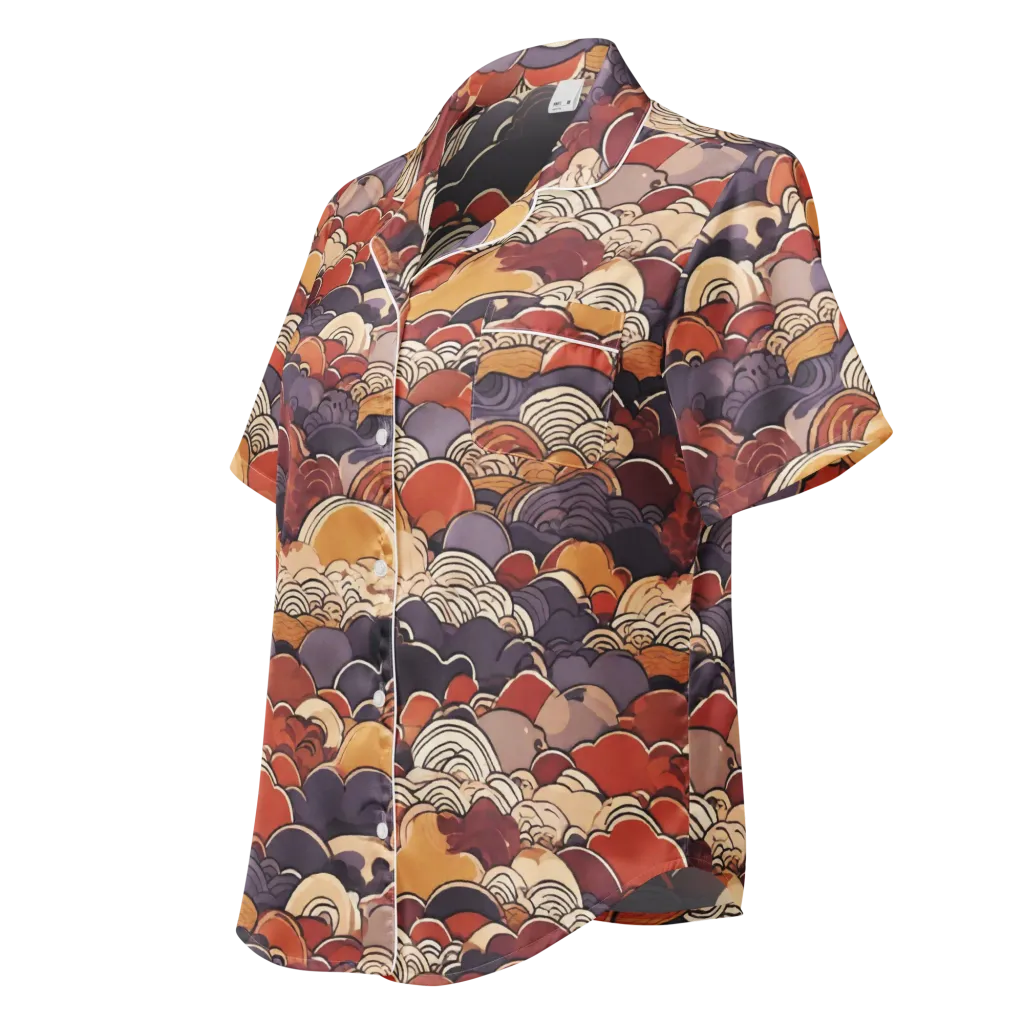 Autumn Wavecrest on Women's Short Sleeve Pajama Top — Left Front