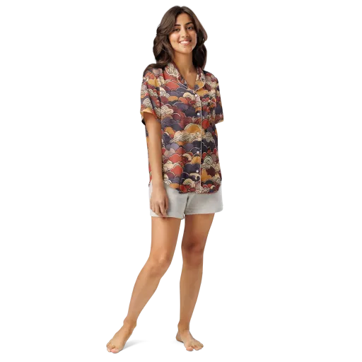 Autumn Wavecrest on a Women's Short Sleeve Pajama Top