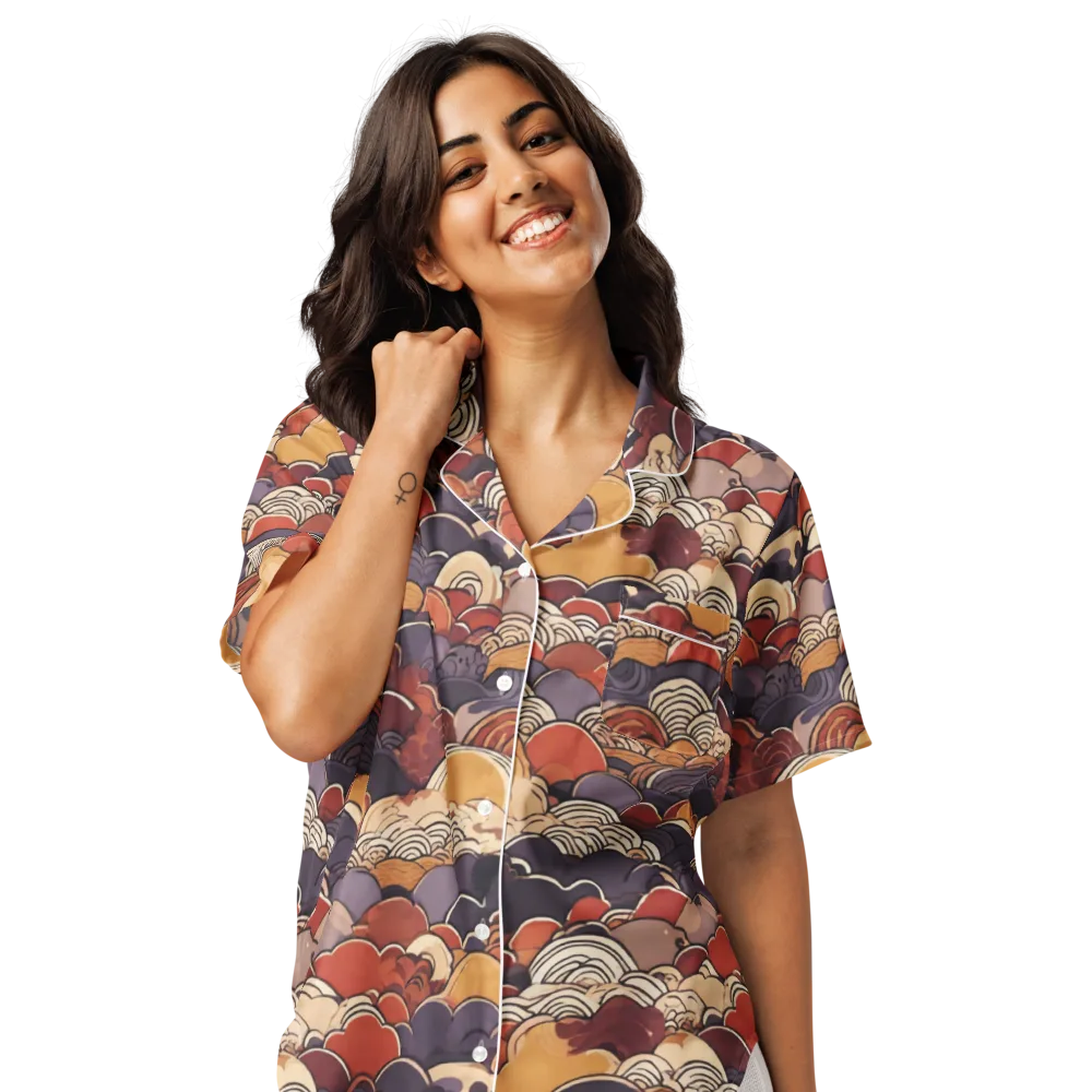 Autumn Wavecrest on Women's Short Sleeve Pajama Top — Front