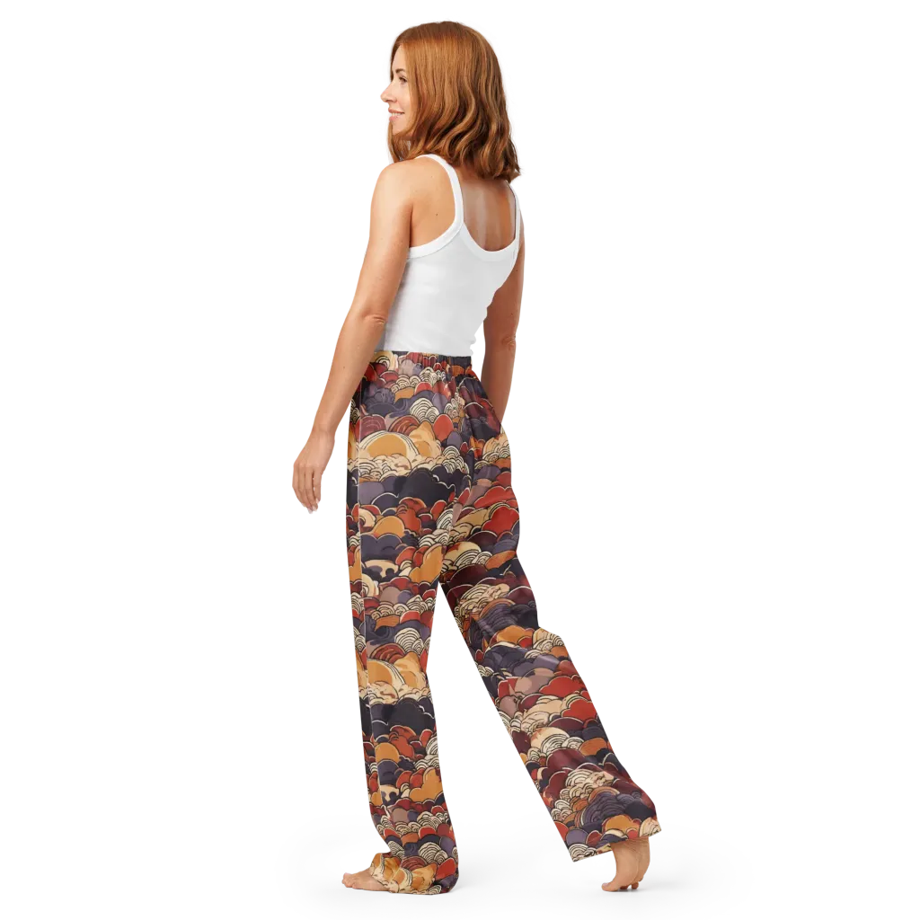 Autumn Wavecrest on Women's Pajama Pants — Back