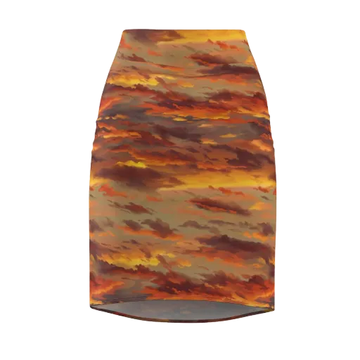 Saffron Tempest on a Pencil Skirt