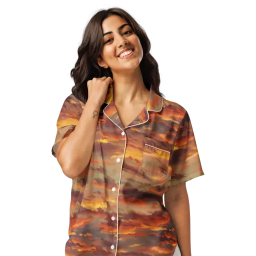 Saffron Tempest on a Women's Short Sleeve Pajama Top