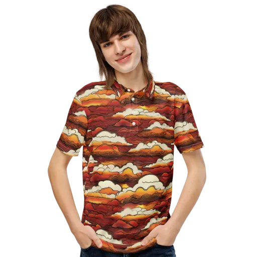 Inferno Skies on a Men's Slim Fit Polo Shirt