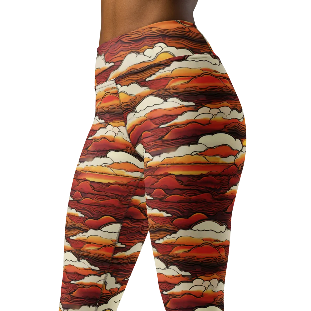 Inferno Skies on Yoga Leggings — Left Front