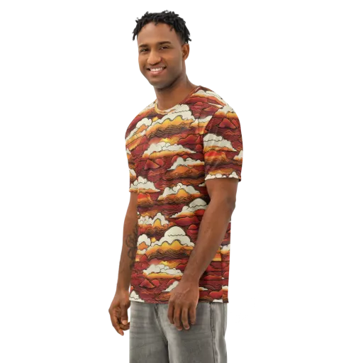 Inferno Skies on a Men's Cotton Crew Neck T-Shirt