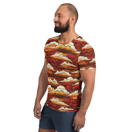 Inferno Skies on a Men's Athletic T-Shirt