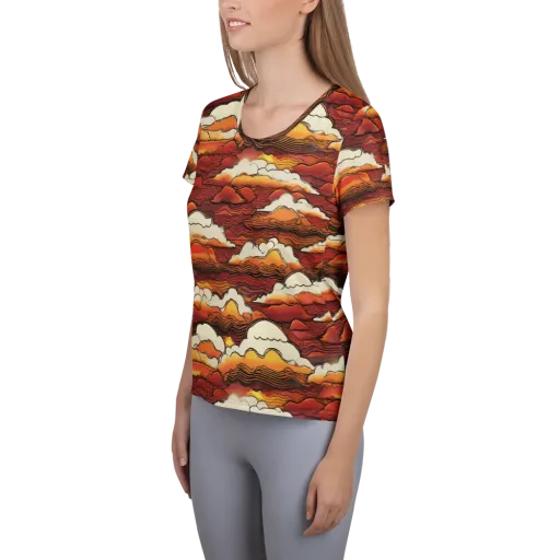 Inferno Skies on a Women's Athletic T-Shirt