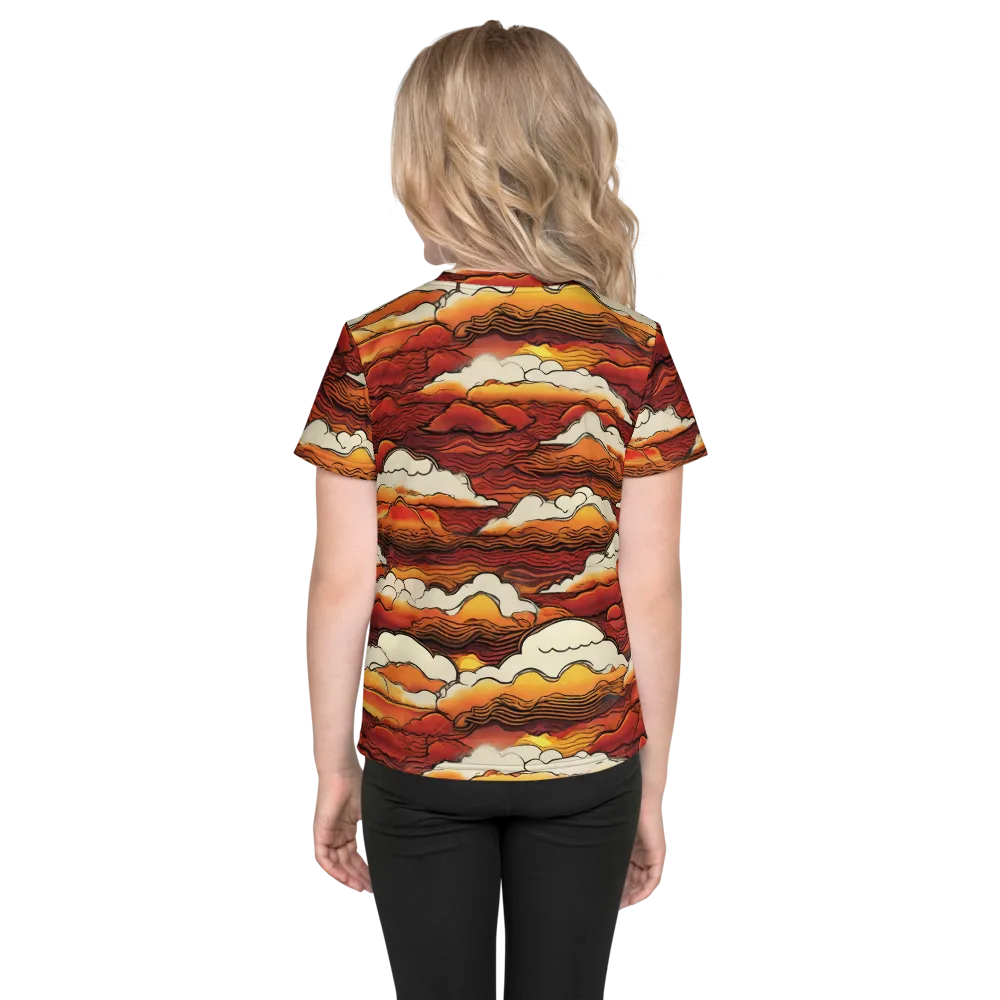 Inferno Skies on Kids Crew Neck T-Shirt — Back