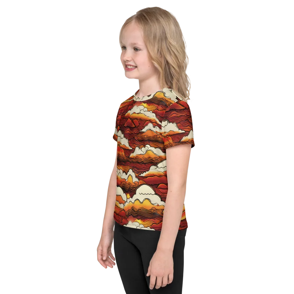 Inferno Skies on Kids Crew Neck T-Shirt — Left
