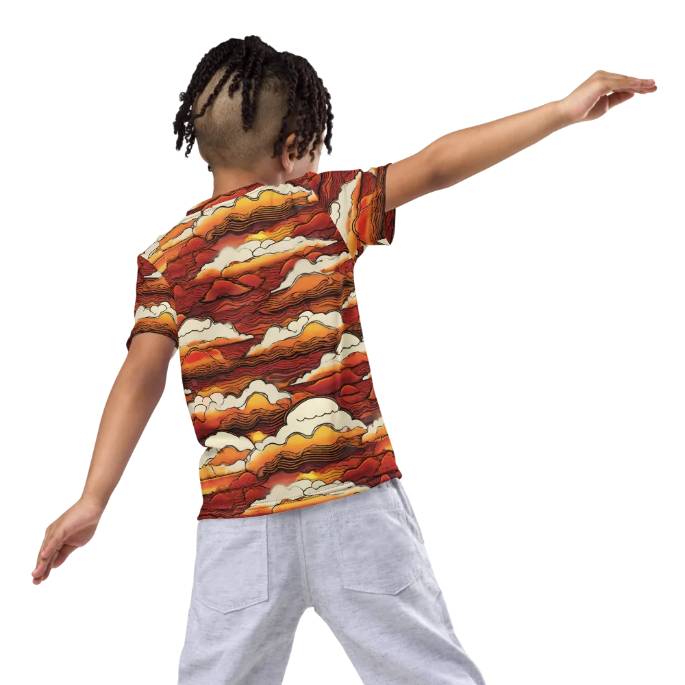 Inferno Skies on Kids Crew Neck T-Shirt — Back