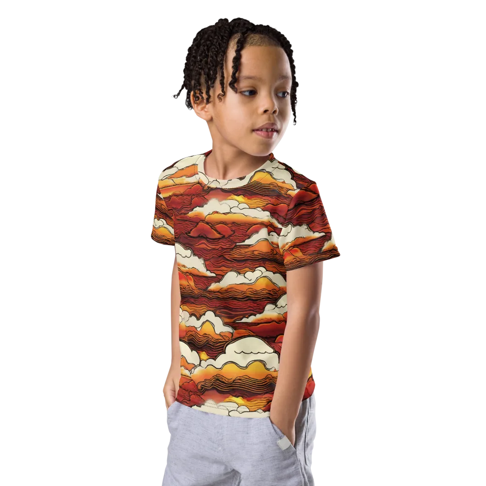 Inferno Skies on Kids Crew Neck T-Shirt — Left Front