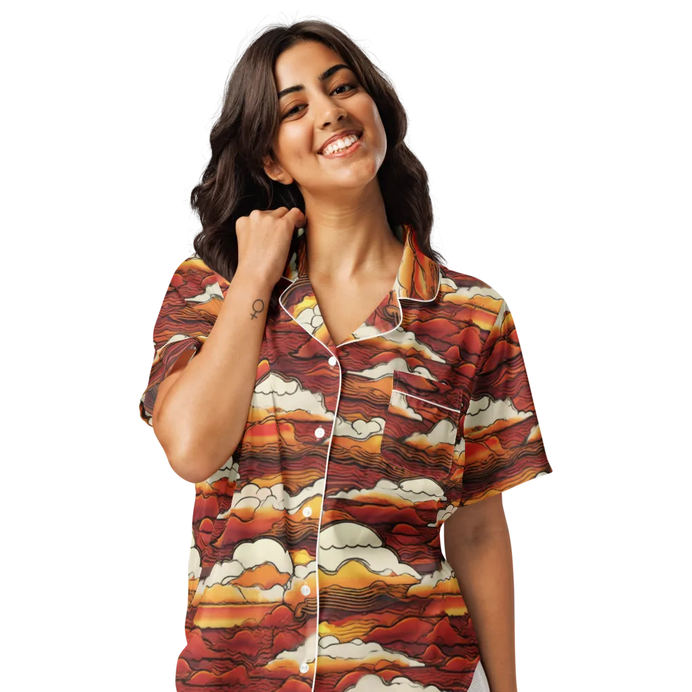 Inferno Skies on Women's Short Sleeve Pajama Top — Front