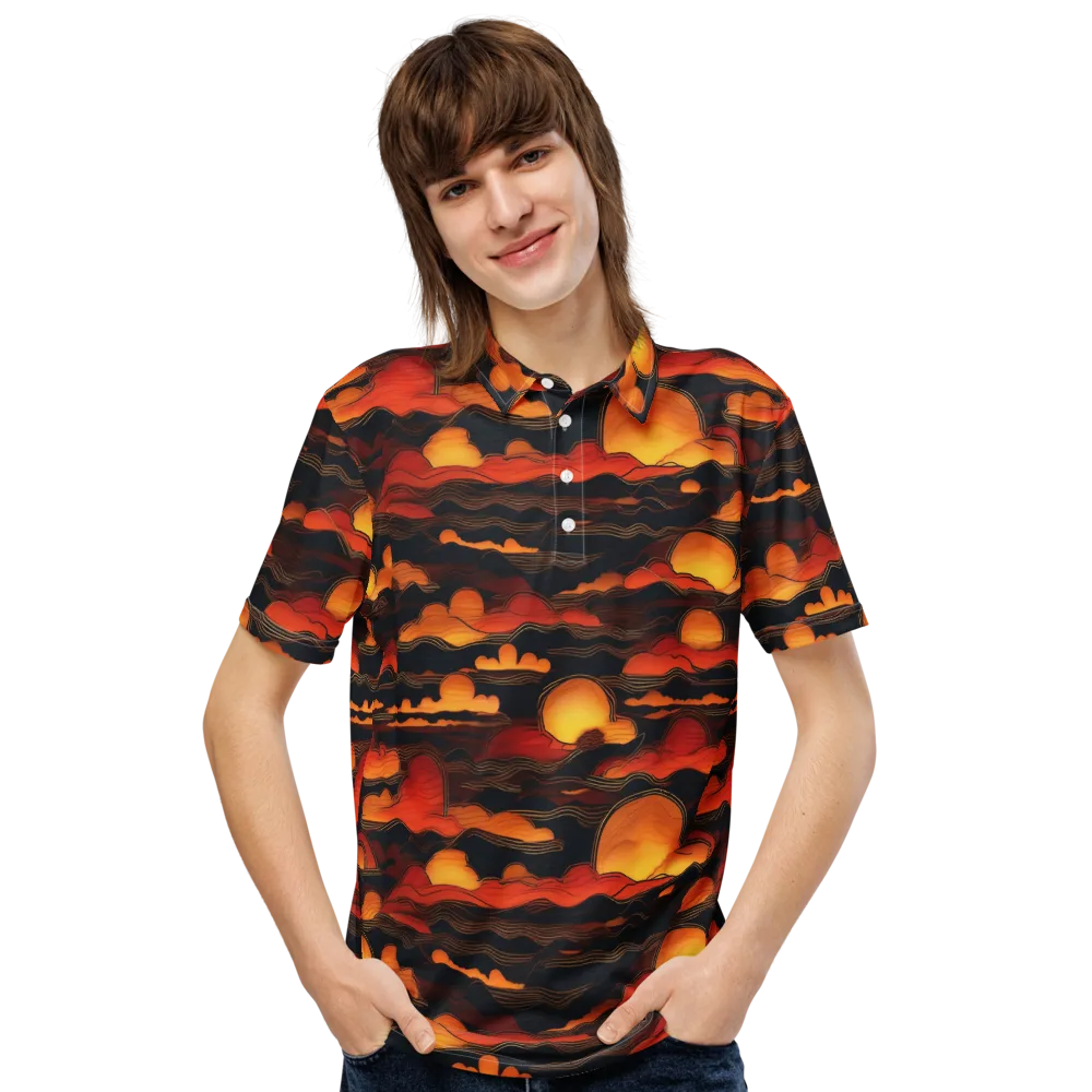 Ember Moon Tides on Men's Slim Fit Polo Shirt — Front