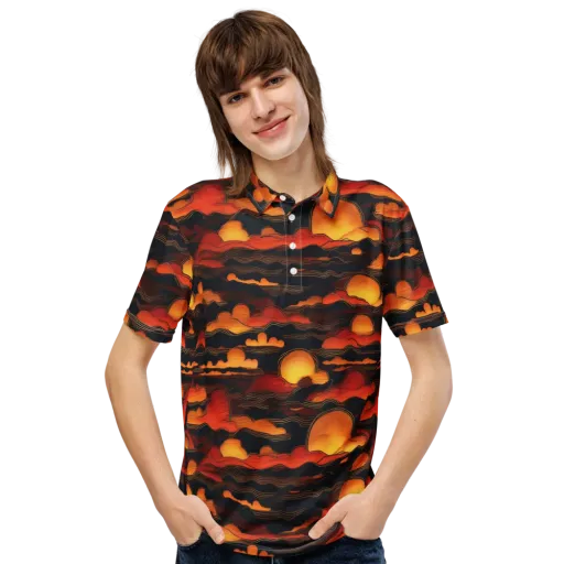 Ember Moon Tides on a Men's Slim Fit Polo Shirt