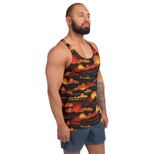 Ember Moon Tides on a Men's Tank Top