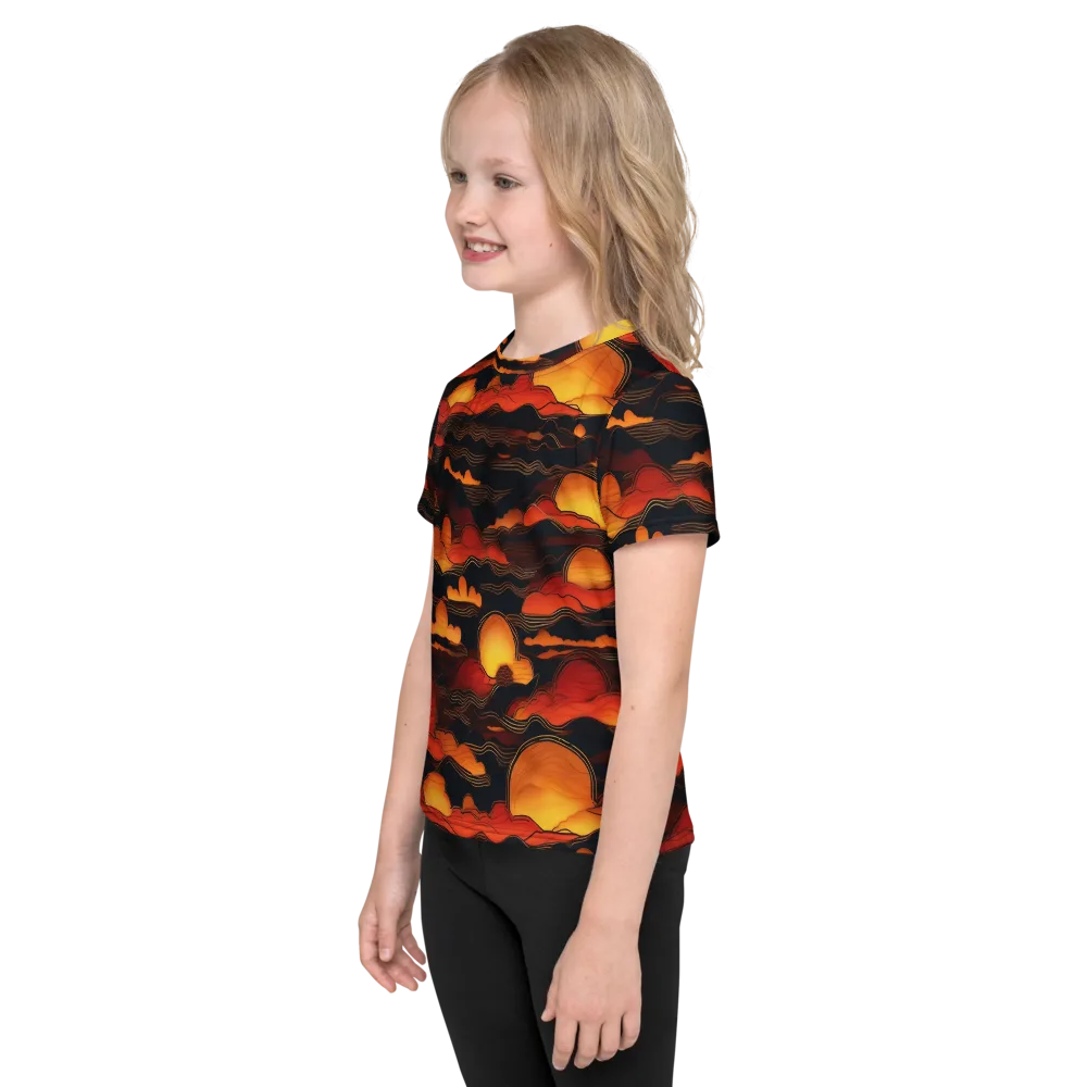 Ember Moon Tides on Kids Crew Neck T-Shirt — Left