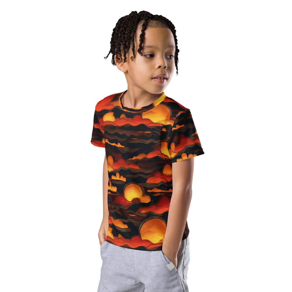Ember Moon Tides on Kids Crew Neck T-Shirt — Left Front