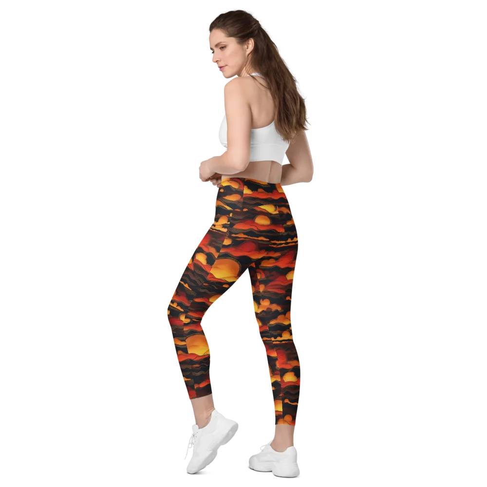 Ember Moon Tides on Leggings with Pockets — Left Back