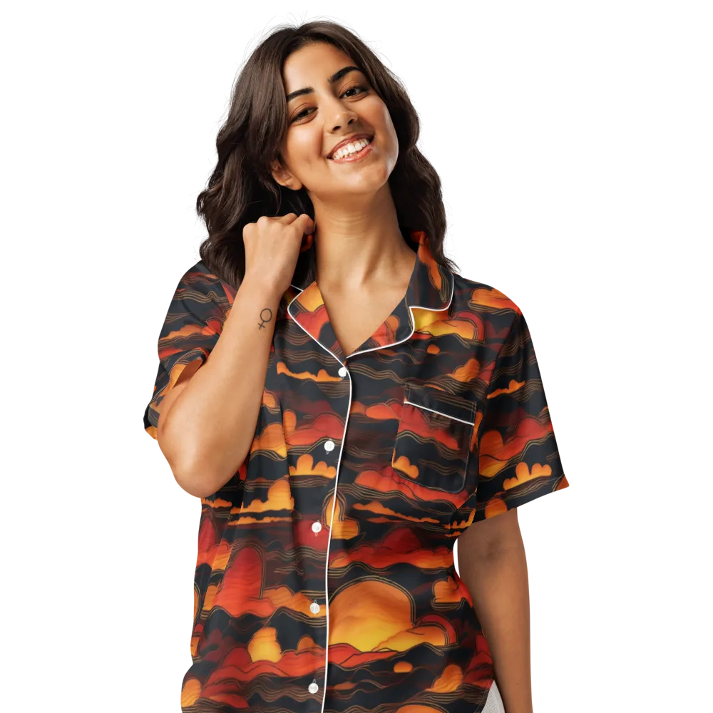 Ember Moon Tides on Women's Short Sleeve Pajama Top — Front