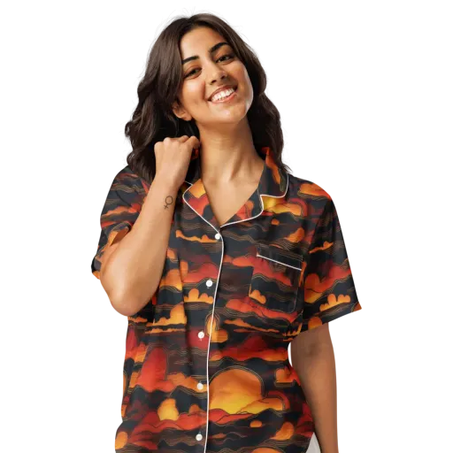 Ember Moon Tides on a Women's Short Sleeve Pajama Top