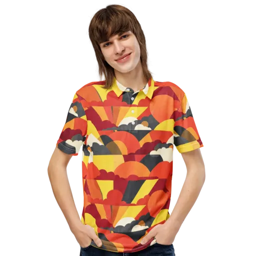 Solar Cloud Parade on a Men's Slim Fit Polo Shirt