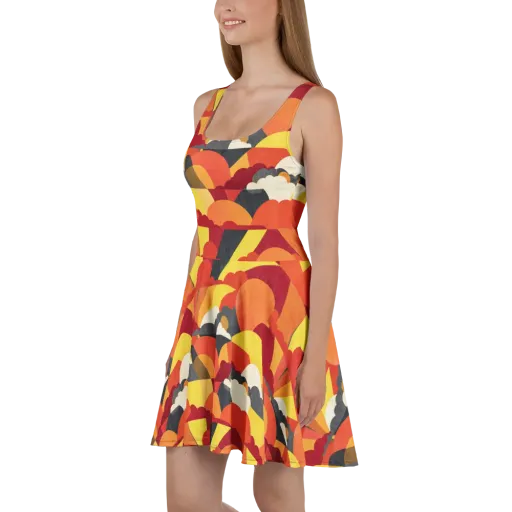 Solar Cloud Parade on a Skater Dress