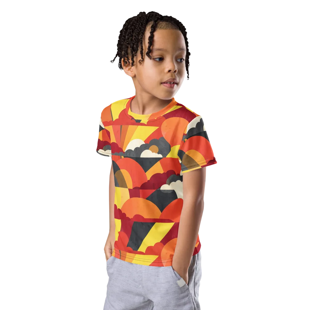 Solar Cloud Parade on Kids Crew Neck T-Shirt — Left Front