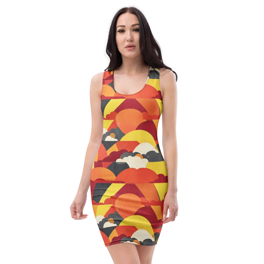 Solar Cloud Parade on Bodycon Dress — Front
