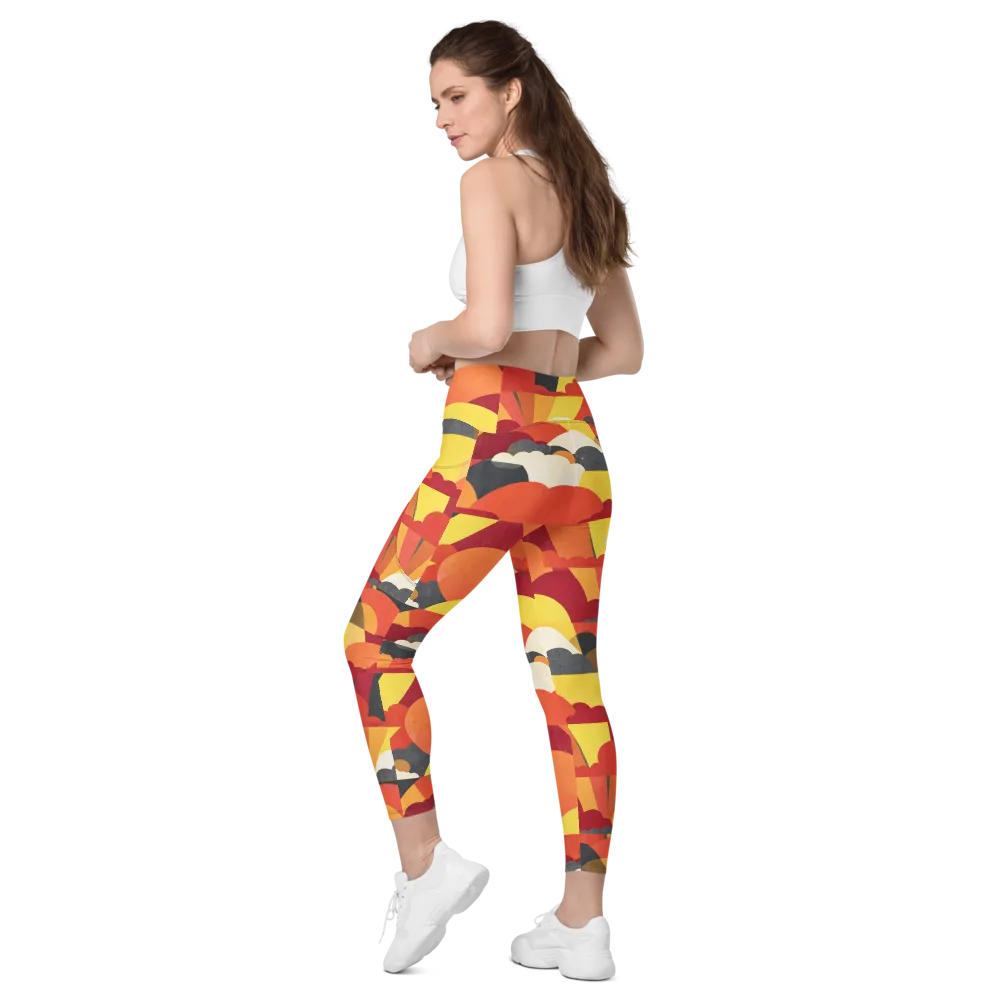 Solar Cloud Parade on Leggings with Pockets — Left Back