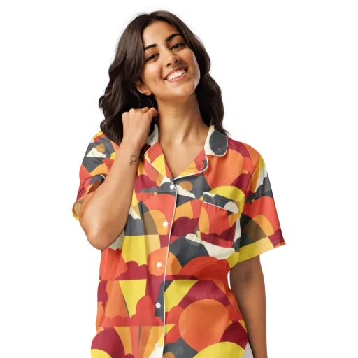 Solar Cloud Parade on a Women's Short Sleeve Pajama Top