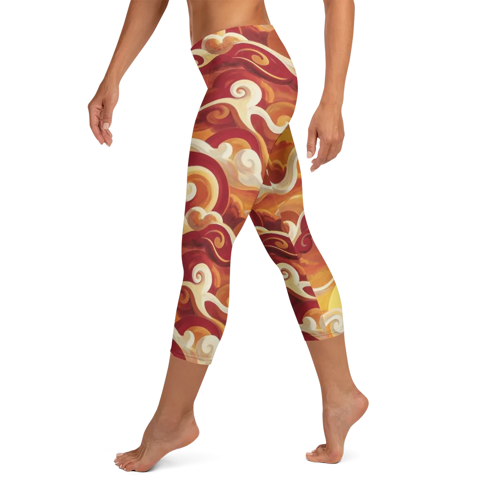 Sunset Undertow on Capri Leggings — Left