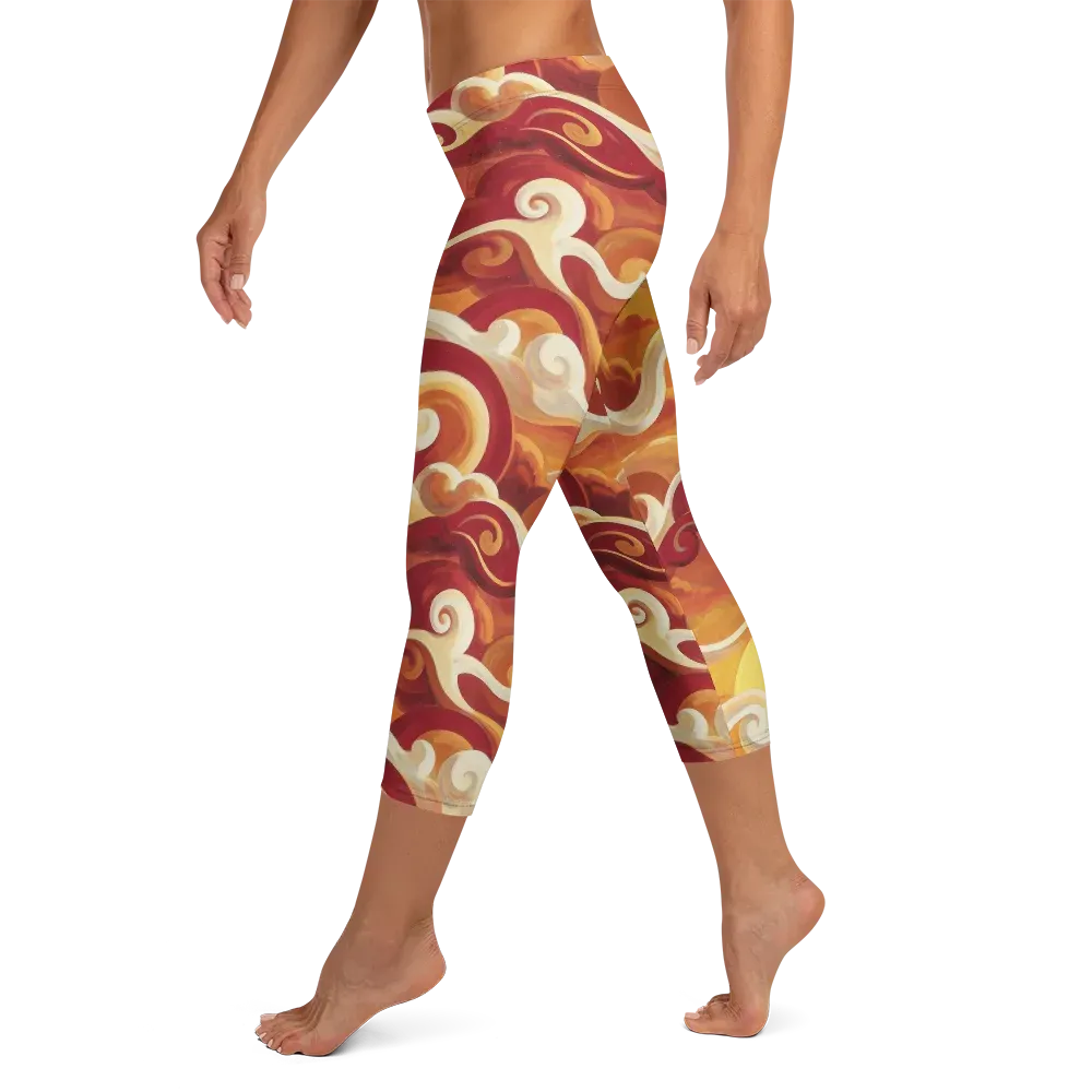 Sunset Undertow on Capri Leggings — Left