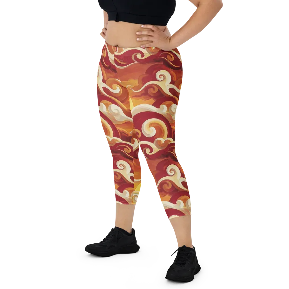 Sunset Undertow on Capri Leggings — Front